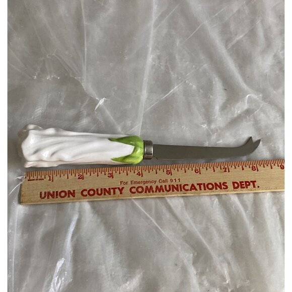 Wedding Cake Server & Knife Set White Rose Bud Floral Handles Stainless Steel - Picture 8 of 15